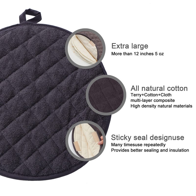 Lifaith ortilla Warmer Tortilla Server Pancake Keeper Size 12  High Density Fabric Keep Warm Bag to Keep Food Warm (Dark Grey) - Image 4
